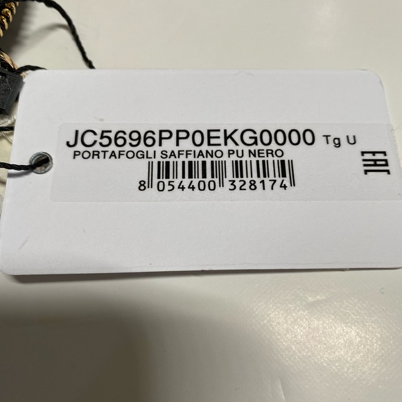 NWT LOVE MOSCHINO Black PU Wallet Zip Around Gold Stud Red & White Embroidery - Picture 3 of 4